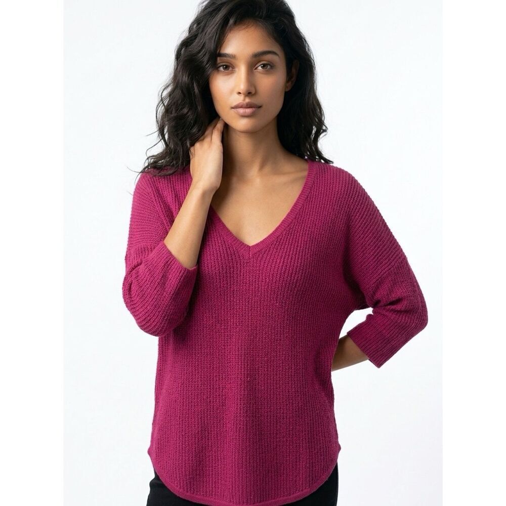 EXPRESS | Oversized V Neck Slouchy Sweater Fuchsia Pink Women’s Size Large